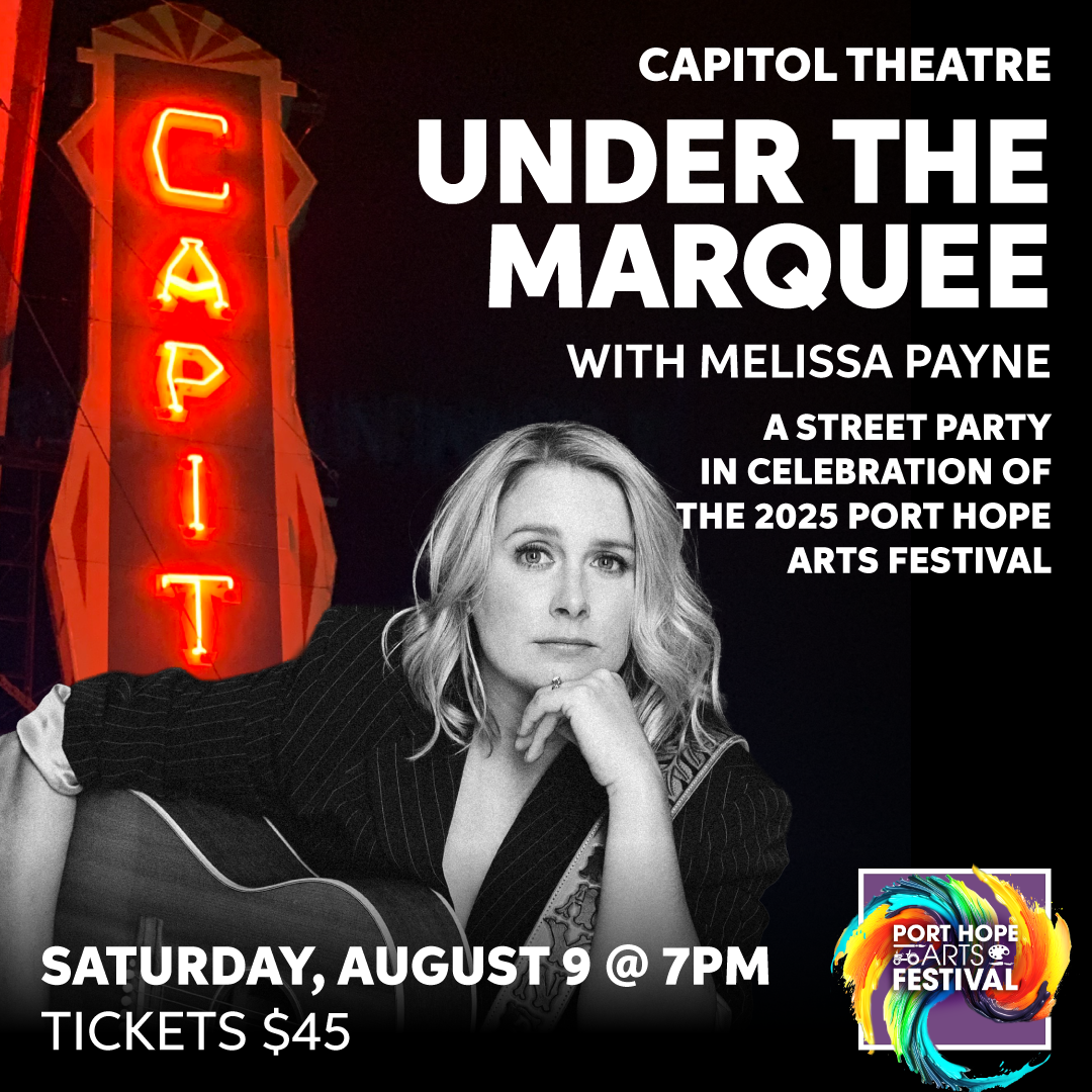 Under the Marquee Under the Marquee promo image with Melissa Payne portrait in front of Capitol Theatre sign