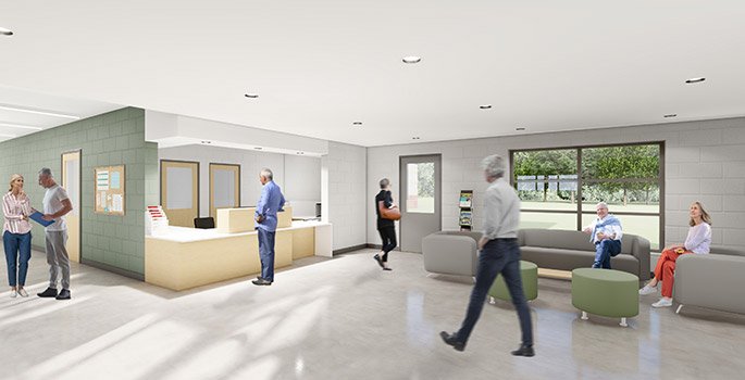 Interior rendering of the Town Park Recreation Centre