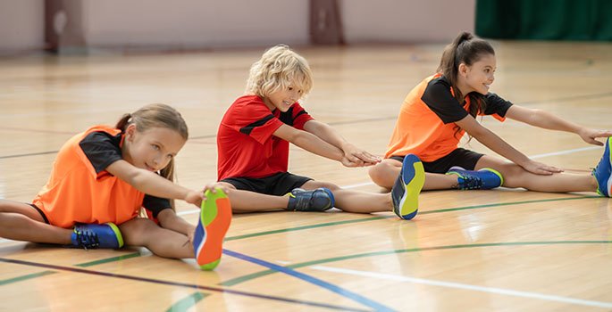 Group of children in a gym