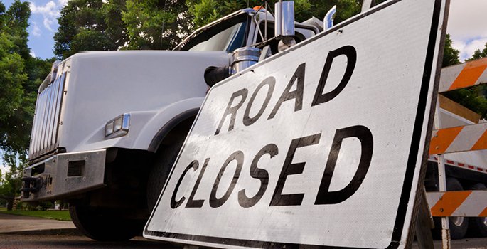 Picture of Road Closed sign and truck