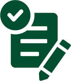 Paperwork icon with pencil and checkmark
