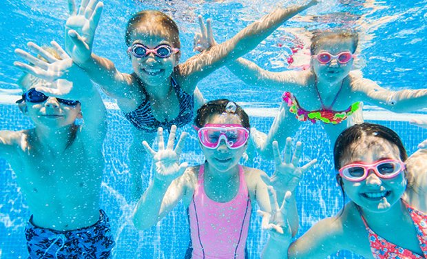 Group of friends in the pool