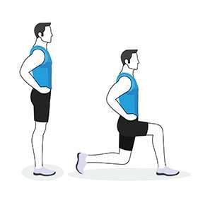 Instructional illustration of man doing a lunge