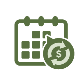Icon of a calendar with a payment plan icon