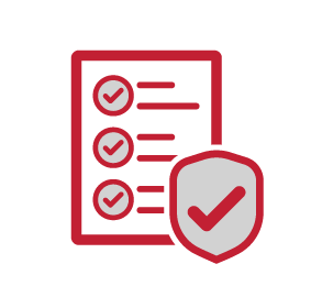 Icon of a paper with checklist and a badge