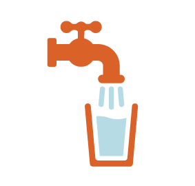 icon of water from tap into cup
